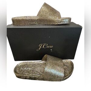 J. Crew Sparkling Gold Slide Women’s Sandals New size 8